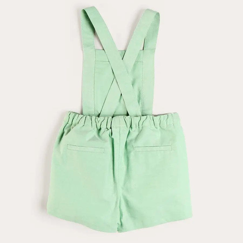 Elephant Embroidered Smocked Dungarees in Sage Green (18mths-4yrs)
