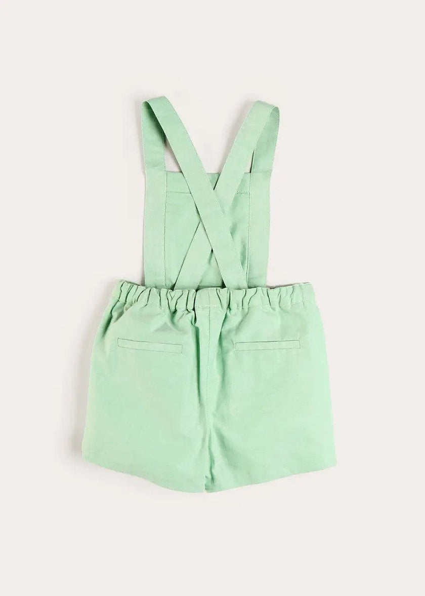 Elephant Embroidered Smocked Dungarees in Sage Green (18mths-4yrs)