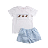 Football Blue Gingham - Wyatt Short Set