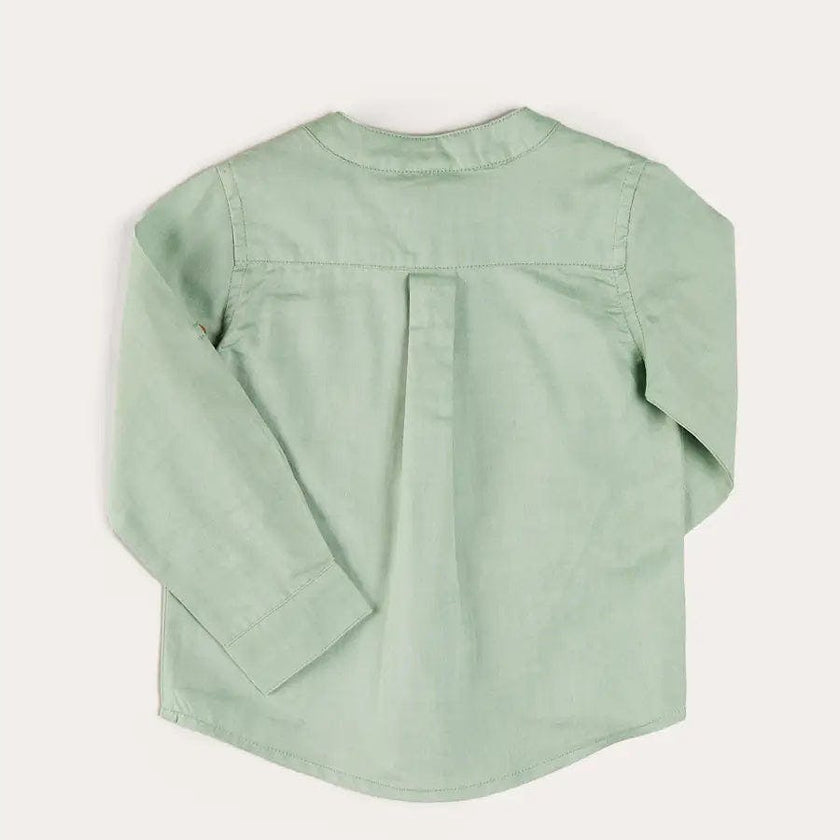 Plain Mao Collar Long Sleeve Shirt in Green (12mths-10yrs)