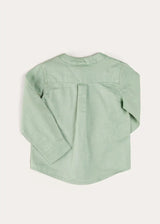 Plain Mao Collar Long Sleeve Shirt in Green (12mths-10yrs)