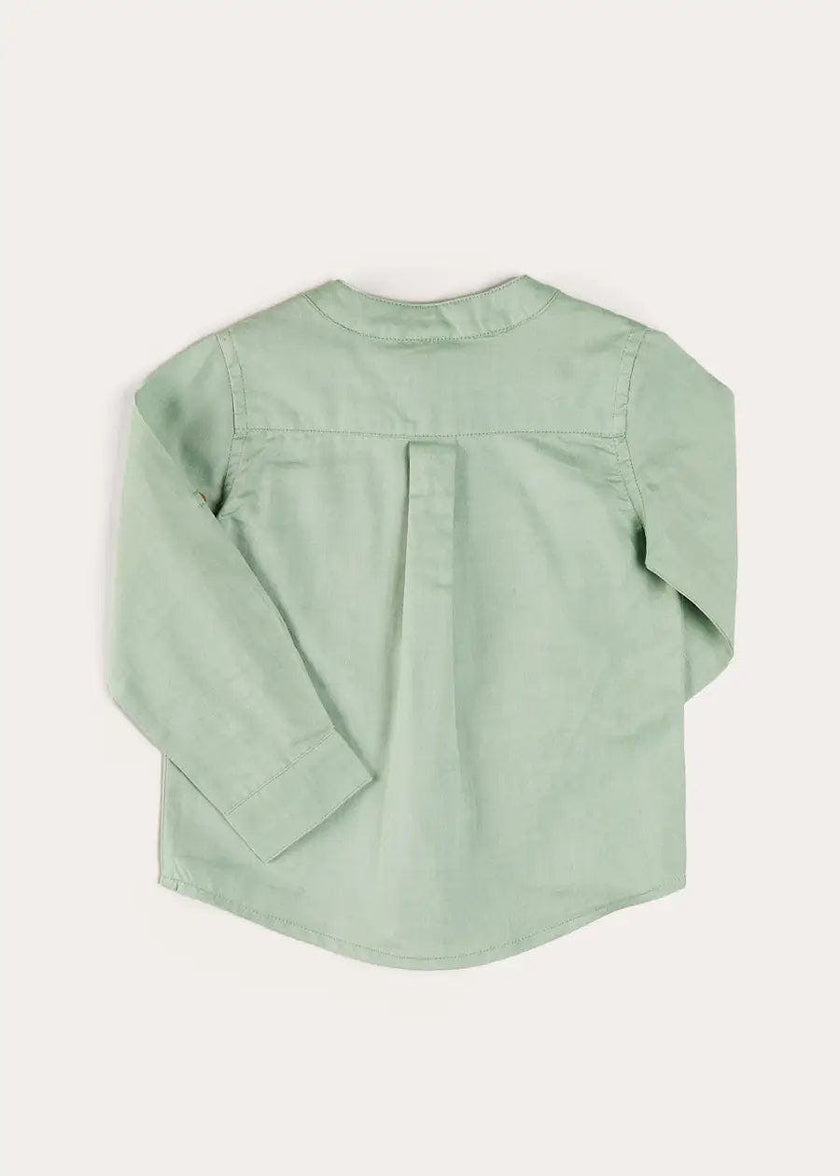 Plain Mao Collar Long Sleeve Shirt in Green (12mths-10yrs)