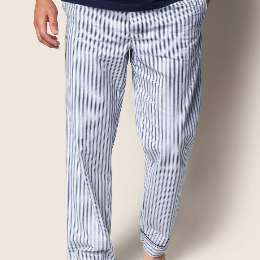 Men's Twill Pajama Pants in Navy French Ticking