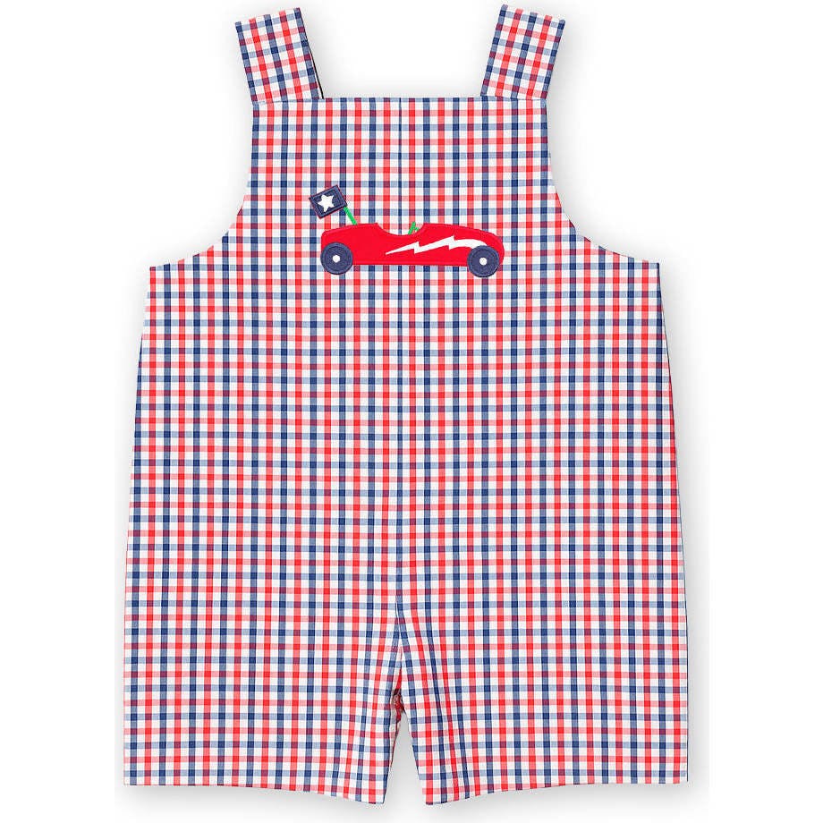 Plaid Seersucker Shortall With Derby Car