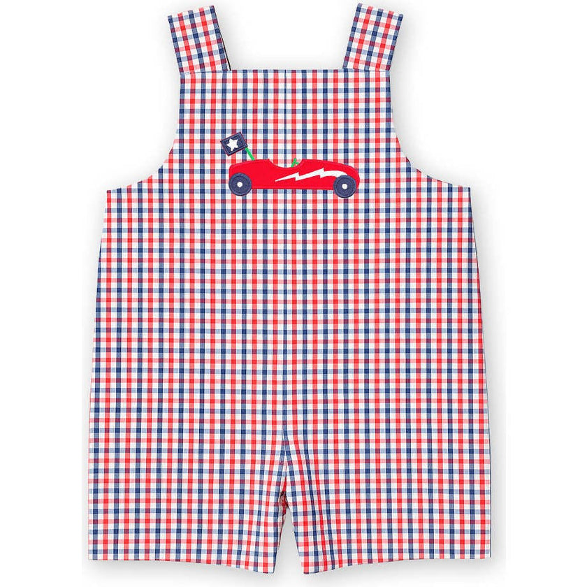 Plaid Seersucker Shortall With Derby Car