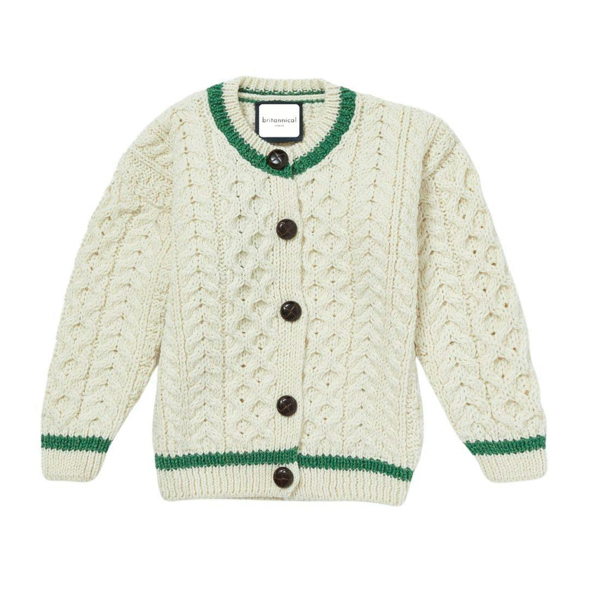 London Days Merino Cardigan - Cream & Green