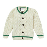 London Days Merino Cardigan - Cream & Green