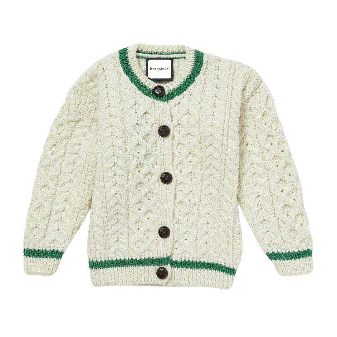London Days Merino Cardigan - Cream & Green