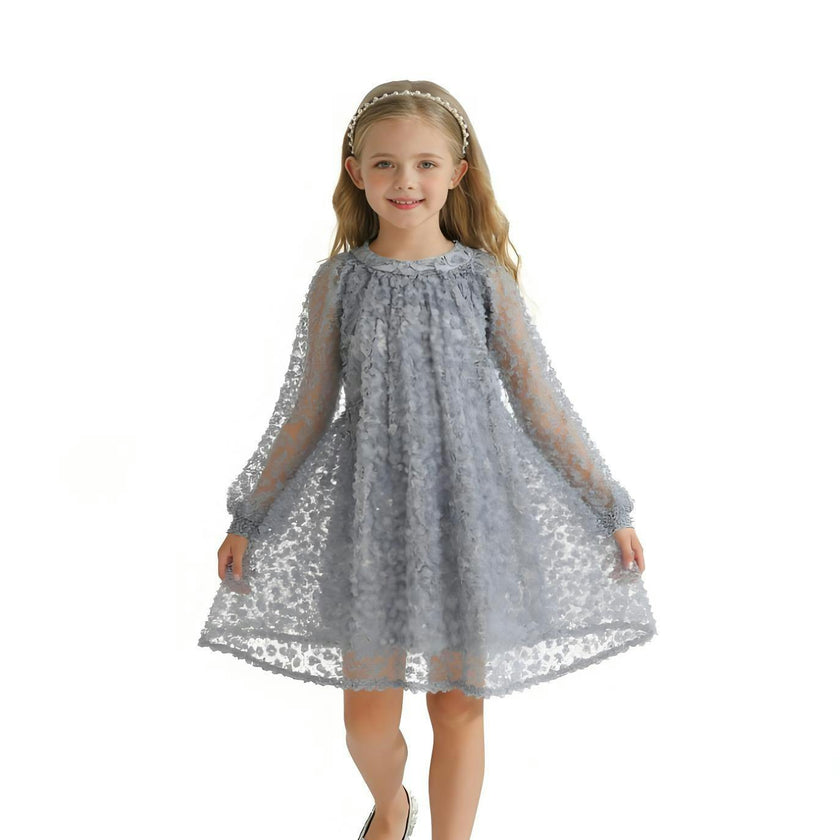 Light Blue Sheer Floral Dress