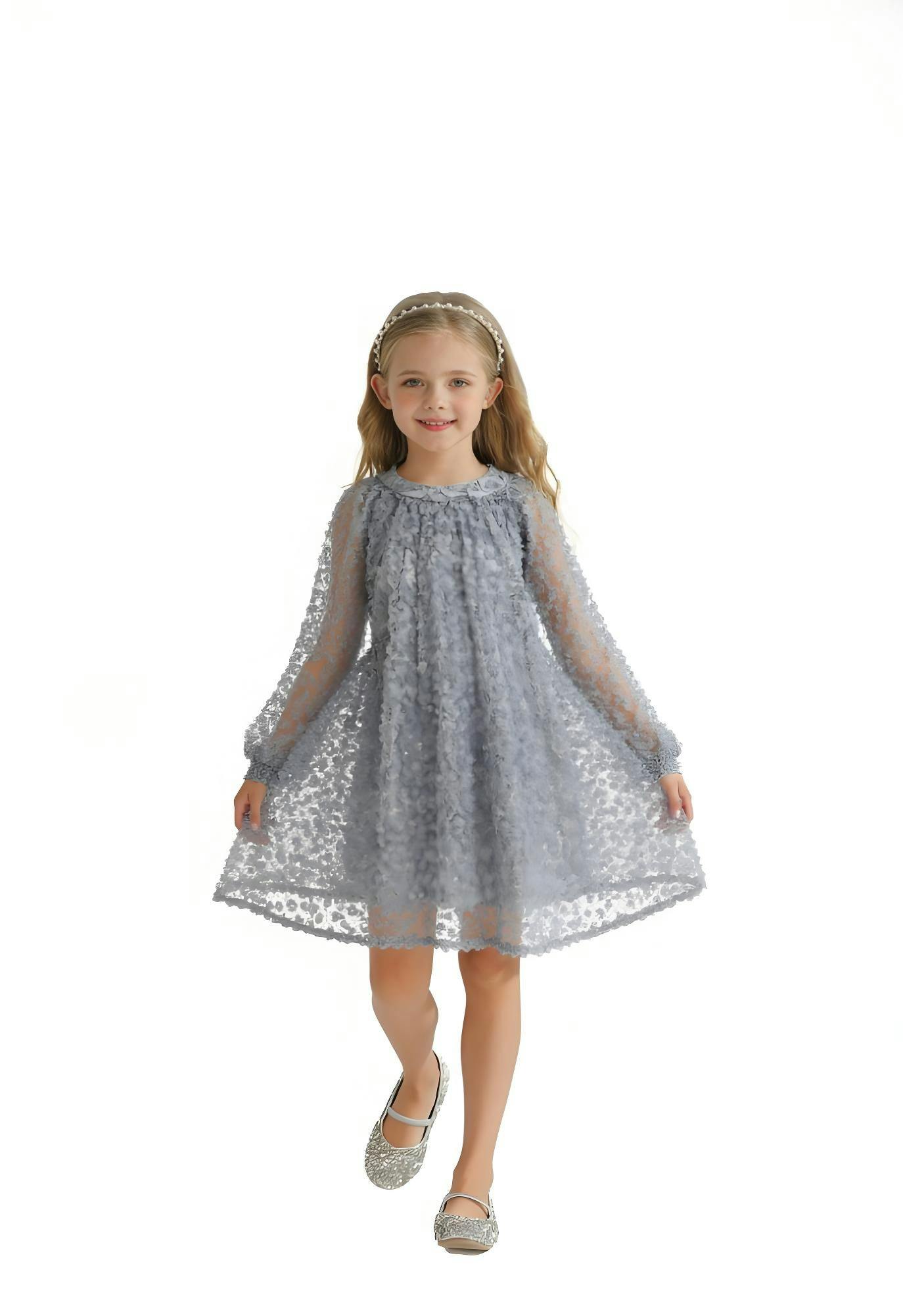 Light Blue Sheer Floral Dress