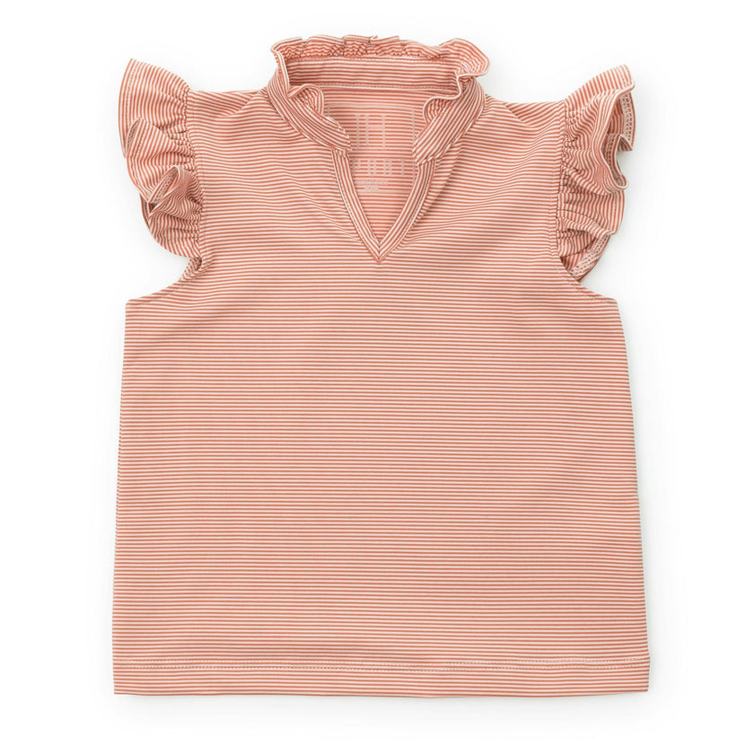 Ellie Girls' Sleeveless Performance Top by LH Sport Orange Stripes (Past Season)