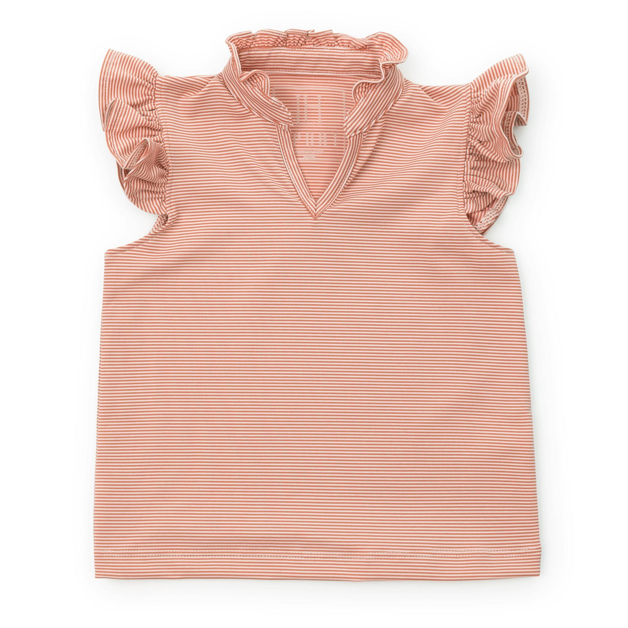 Ellie Girls' Sleeveless Performance Top by LH Sport Orange Stripes (Past Season)