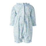 Blue Smocked Scalloped Babysuit