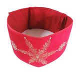 Handmade Adjustable Christmas Tree Collar - Silver Snowflakes Red Velvet Arcadia Home