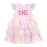 First Birthday Girl Fairy Dust Short Sleeve Tutu Dress