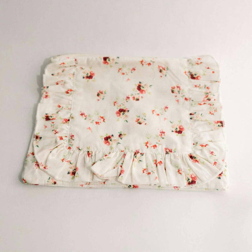 Scarlet Bloom Timeless Floral Ruffle Zipper Pouch
