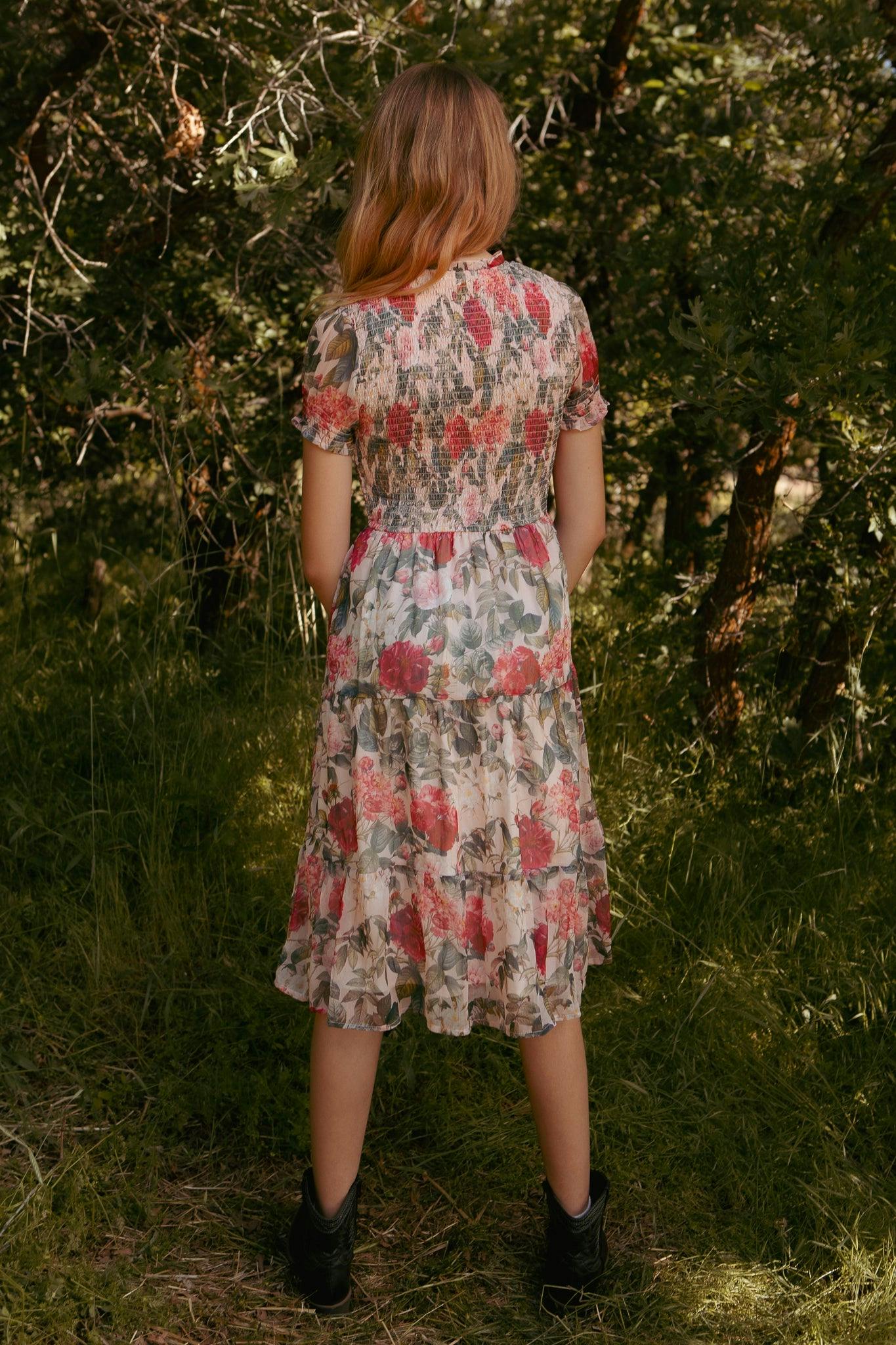 Mini Cordelia Dress in Pink Bloom