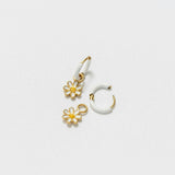Daisy Charm + White Enamel Hoop Set
