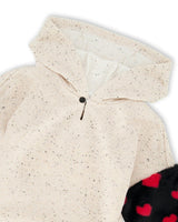 Hooded Glittering French Terry Dress Beige with Heart Bag