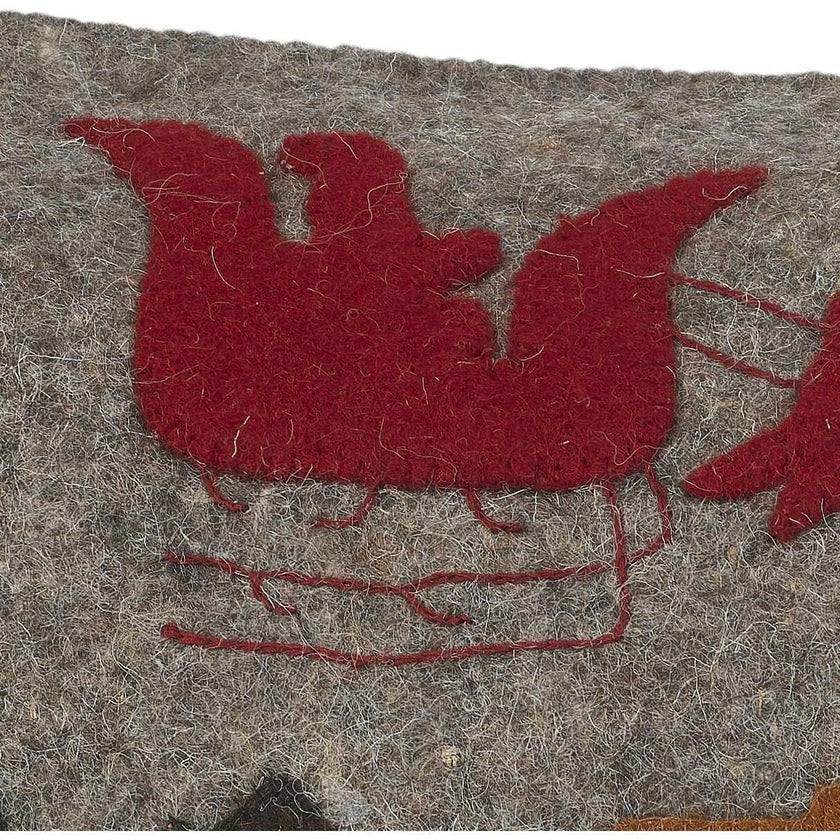 Hand Felted Wool Christmas Pillow Cover, Sleigh Villageâ 12"x24"