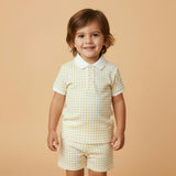 Organic Collar Tee & Shorts Set - Dotty Gingham