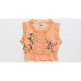BIRDS EMBROIDERED TOP PEACH