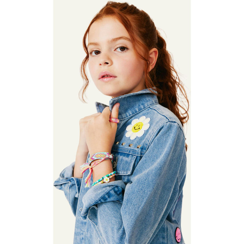 Studded Lightning Bolt Denim Jacket, Blue