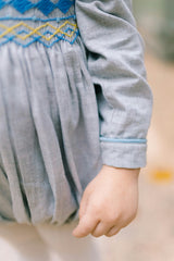 AMBRE FLANNEL GREY SMOCKED ROMPER