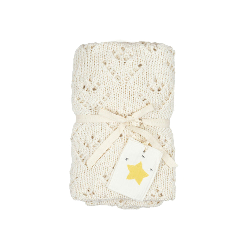 Knitted Blanket w/ Crochet Trim
