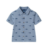 Boys Short Sleeve Cabana Set | Navy Stripe Shark