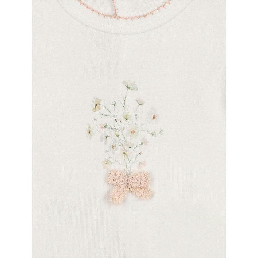 Nature's Florals Footie & Hat Set Ivory & Rose