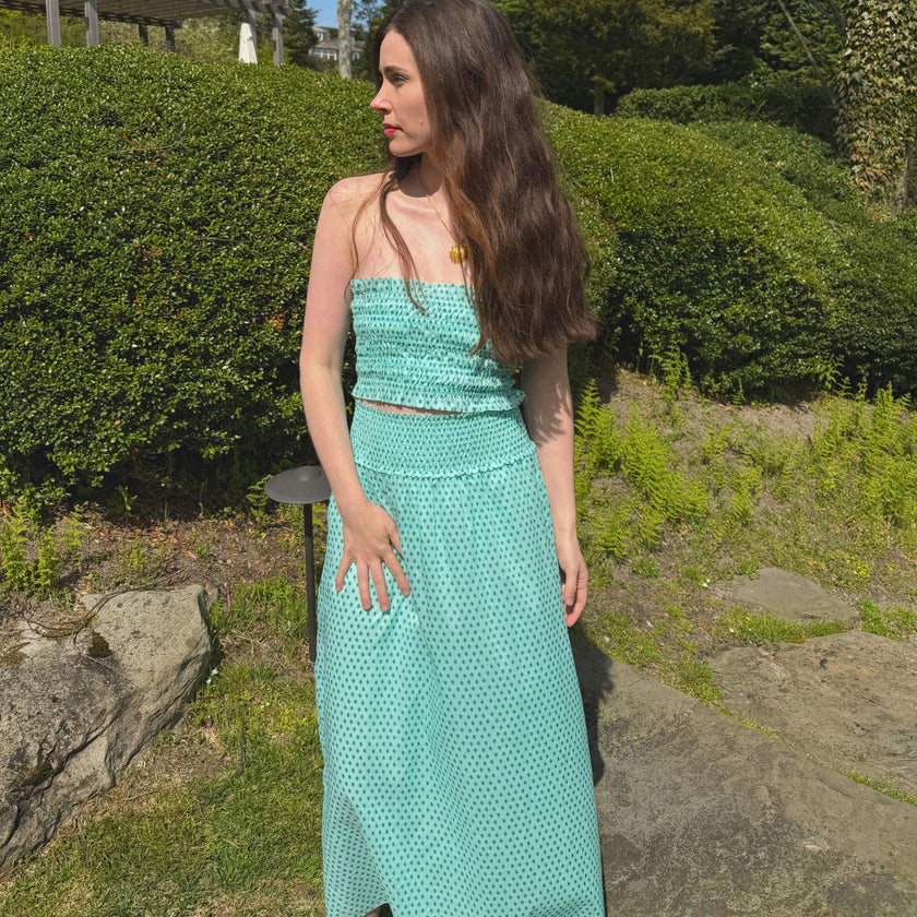 The Delphine Nap Skirt - Teal Poppy Half Drop
