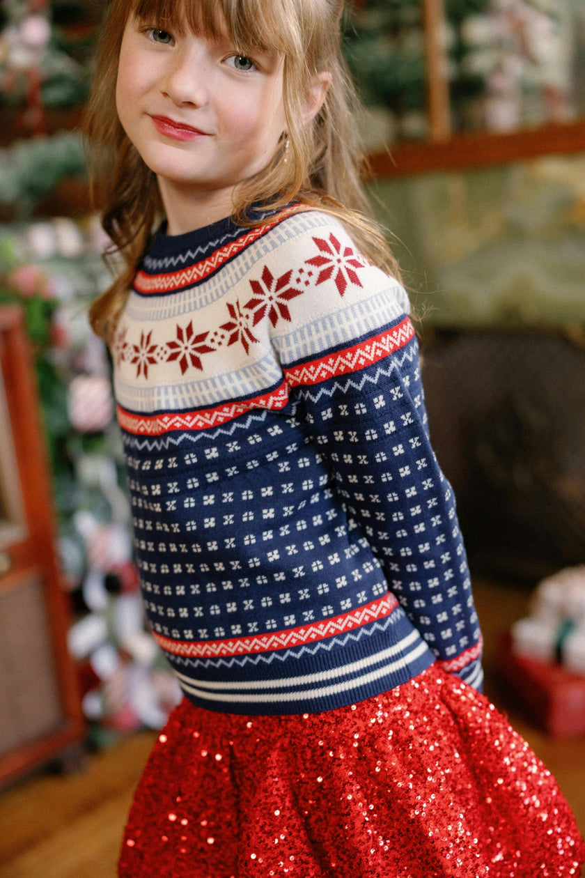 Mini Nolan Sweater in Midnight Fair Isle
