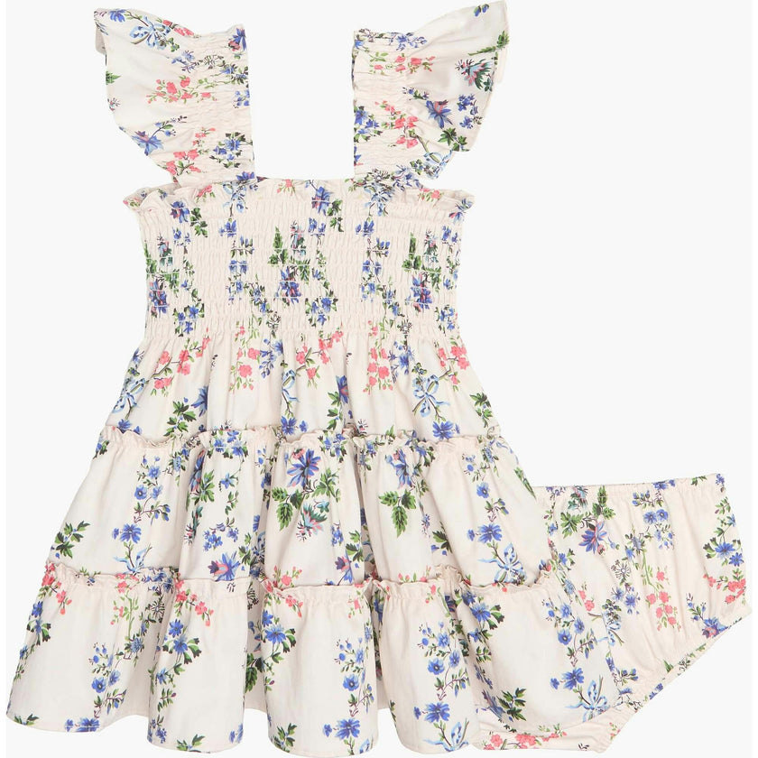 The Baby Ellie Nap Dress - Pink Scallop Bow Chintz