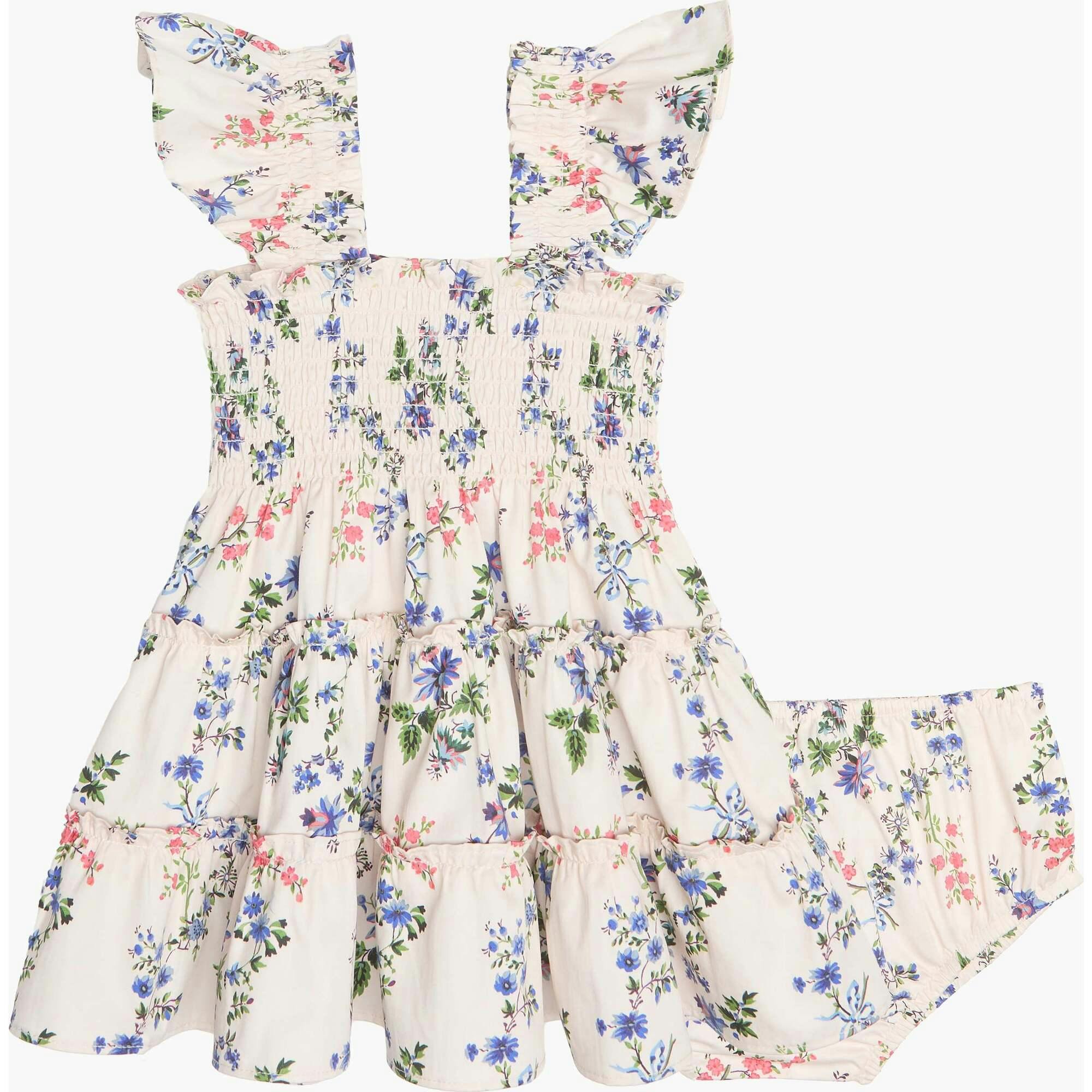 The Baby Ellie Nap Dress - Pink Scallop Bow Chintz