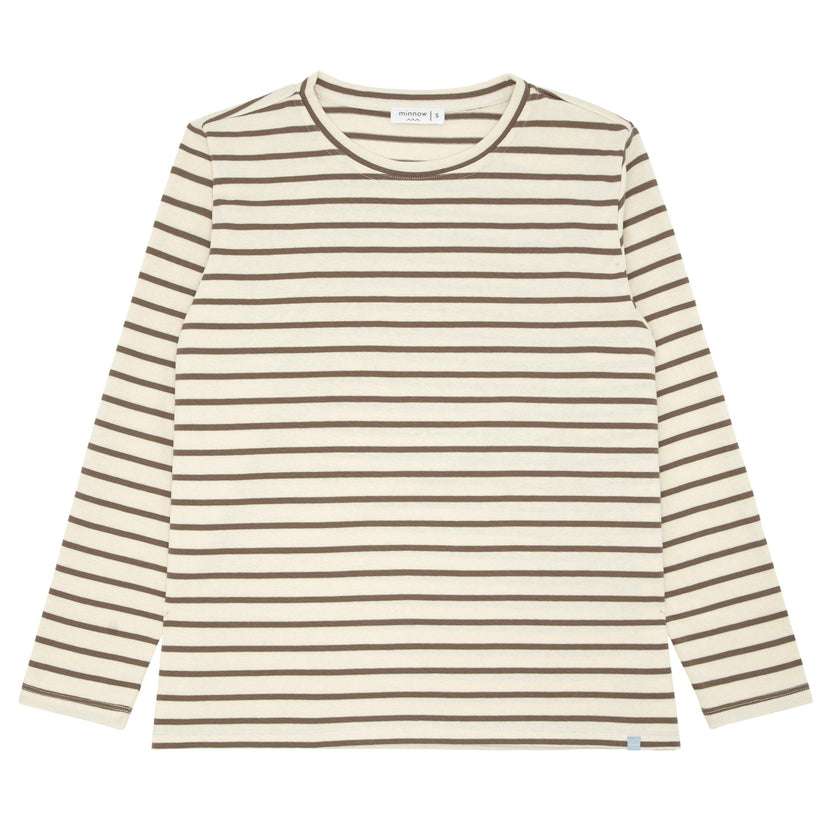 women's mocha stripe long sleeve tee