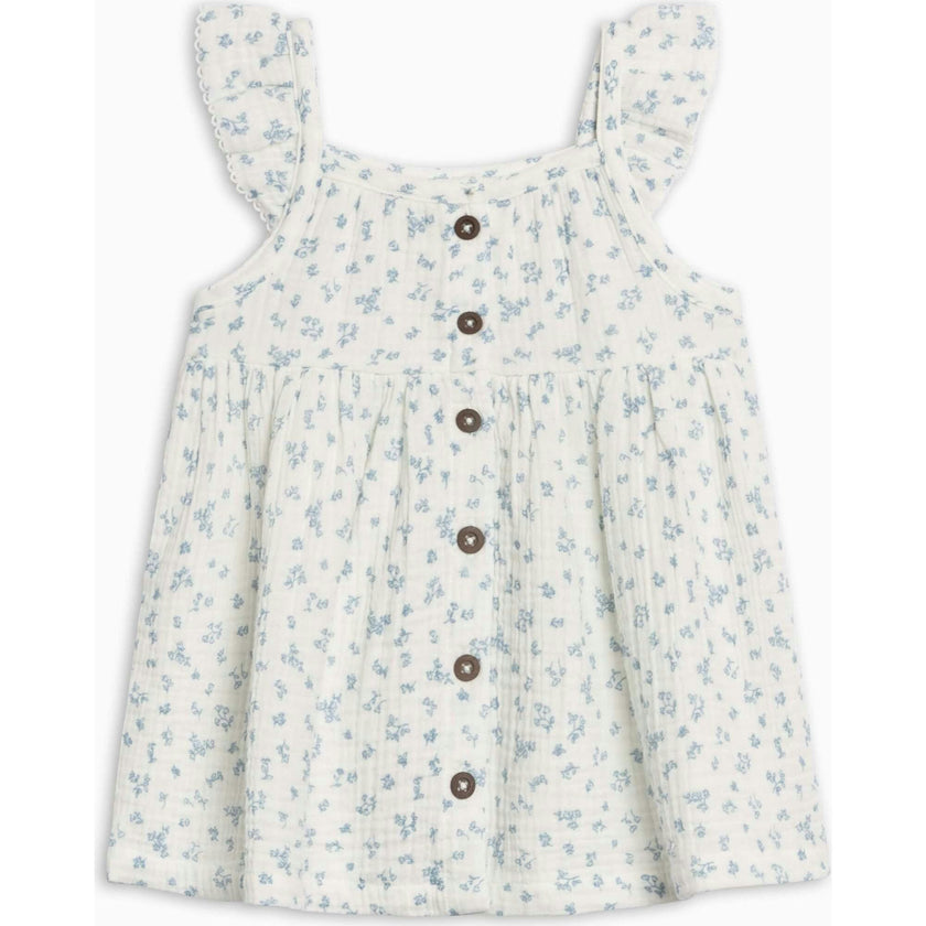 Maisy Muslin Ruffle Strap Dress - Rosebay Floral / Coconut + Sea