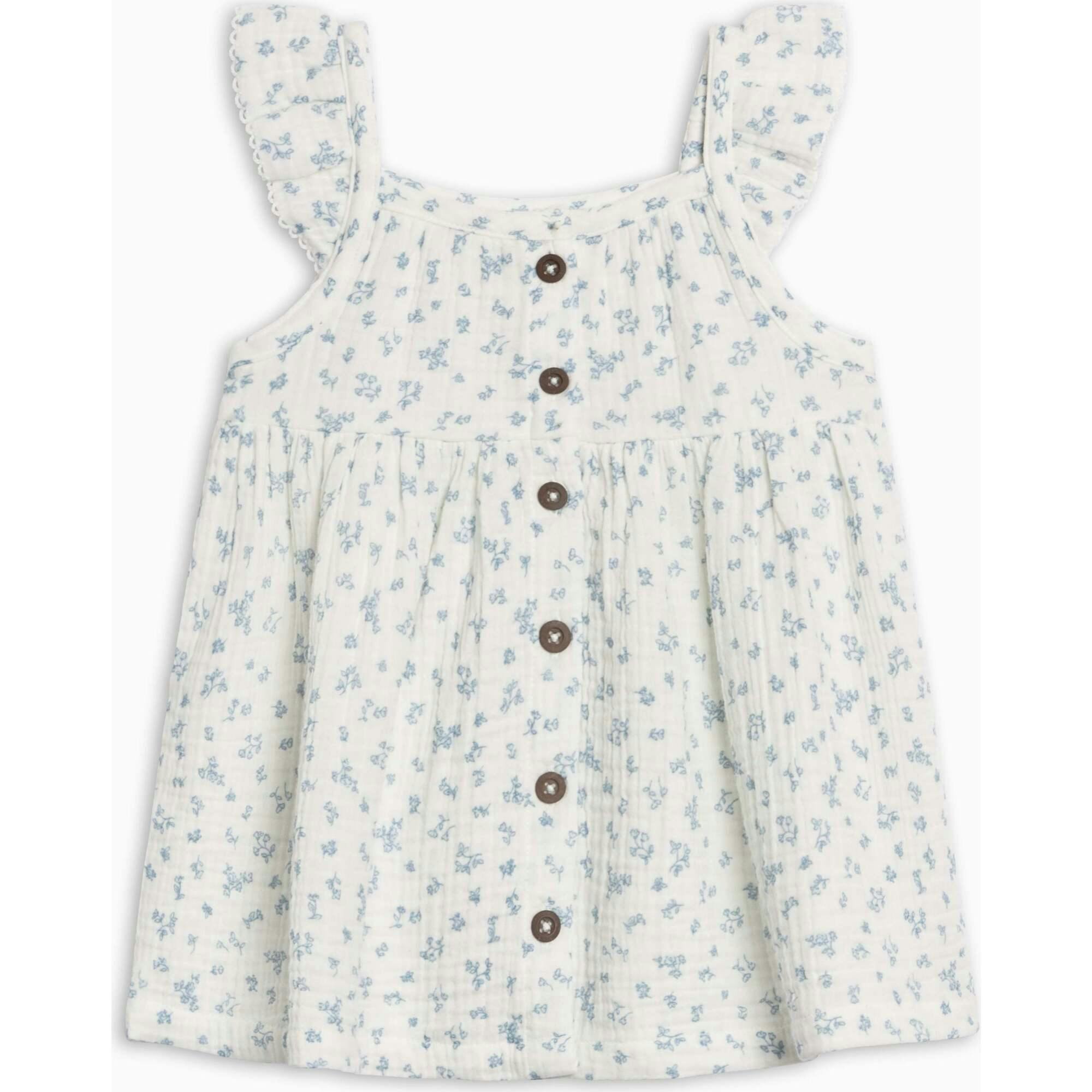 Maisy Muslin Ruffle Strap Dress - Rosebay Floral / Coconut + Sea