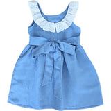 Blue Linen Lace Collar Dress