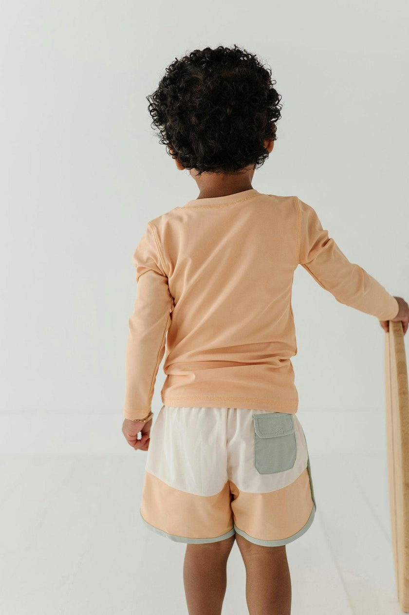 Boys Long Sleeve Rash Guard Swim Shirt in Desert Mist