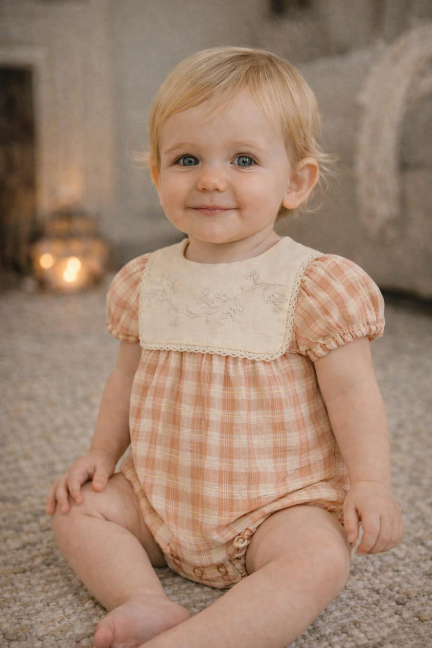 Textured Plaid Romper