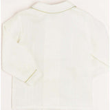 Double-Breasted Peter Pan Collar Shirt with Green Silk Piping (12mths-10yrs)