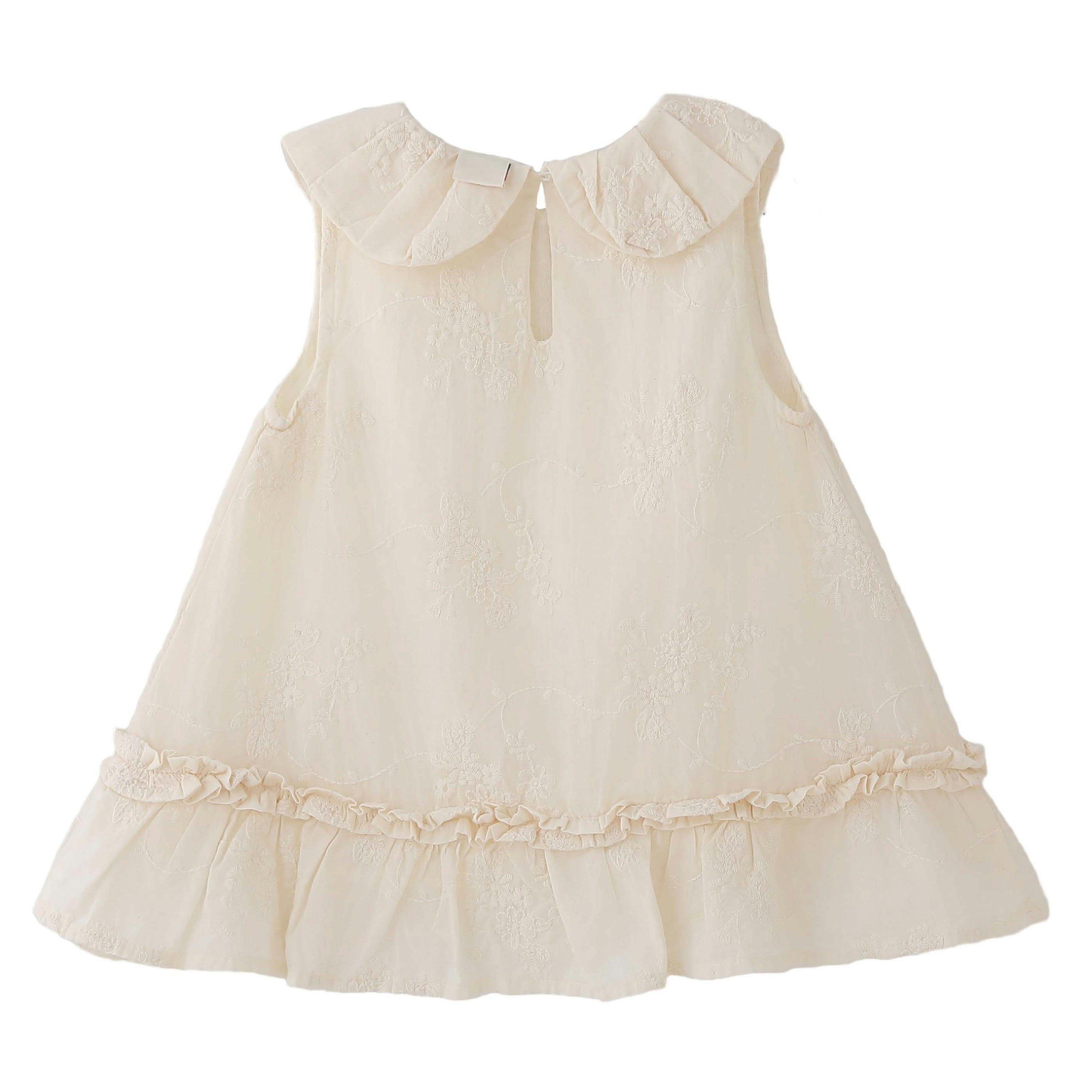 Cream Embroidered Collar Dress