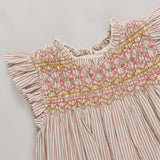 Girls Stevie Dress - Tawny Brown Stripe