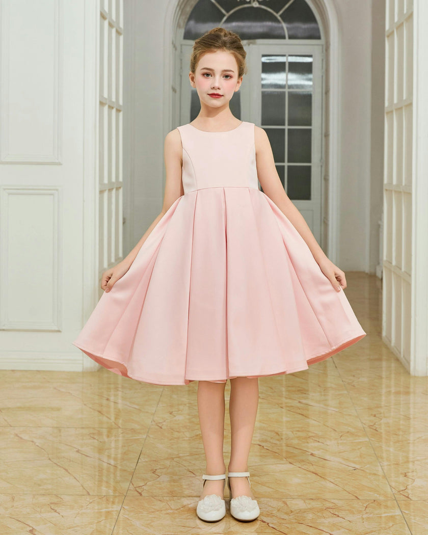 Pink Redwooda Satin Bow-Back Dress