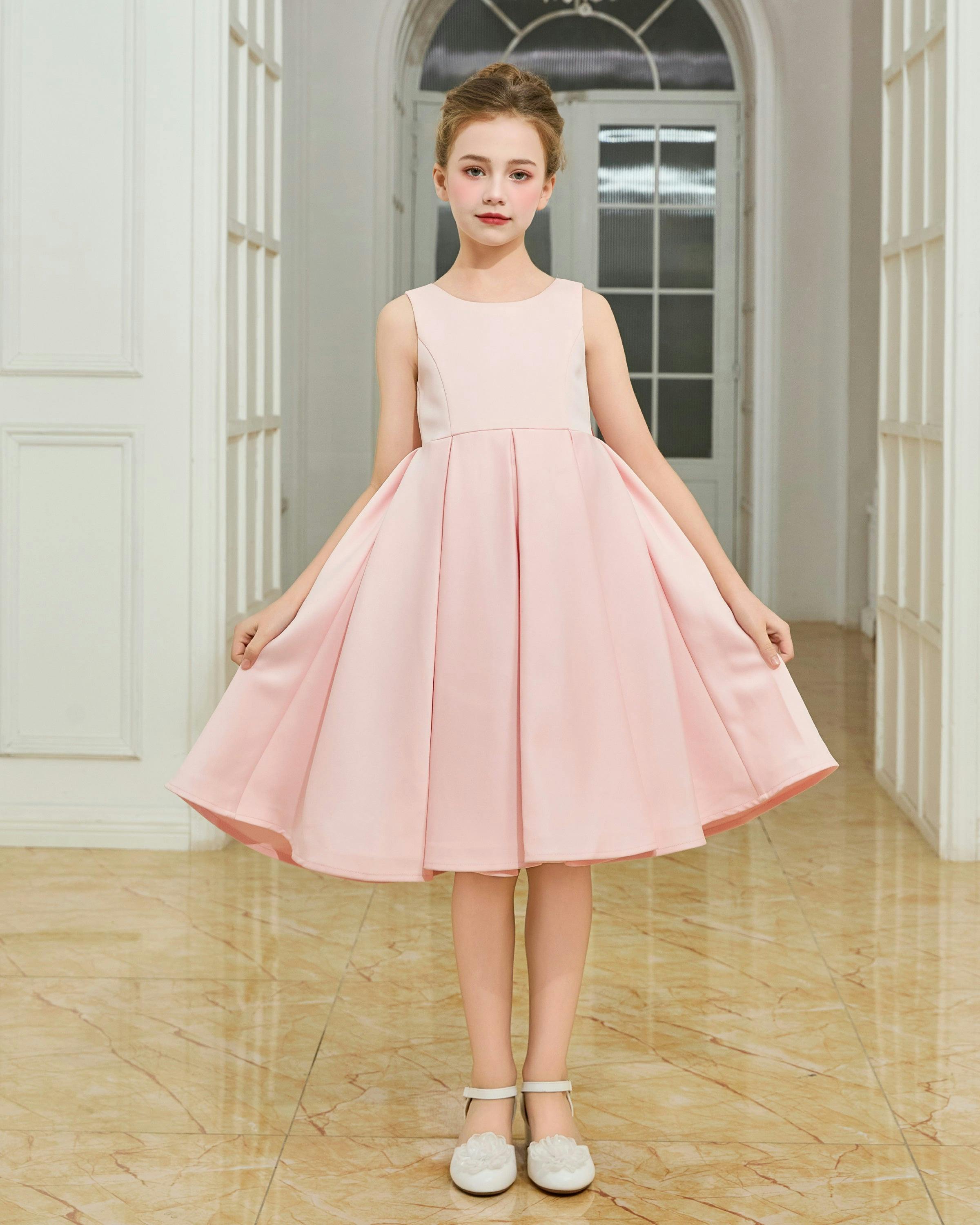 Pink Redwooda Satin Bow-Back Dress