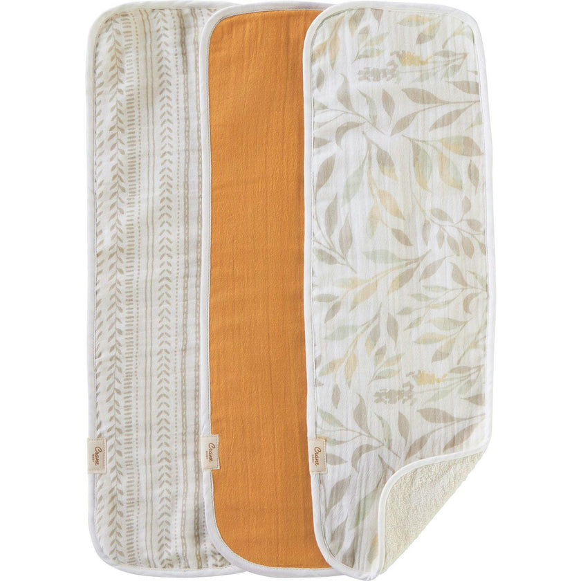 Willow 3-pc. Newborn Burp Cloth Set (Copper/Leaf)