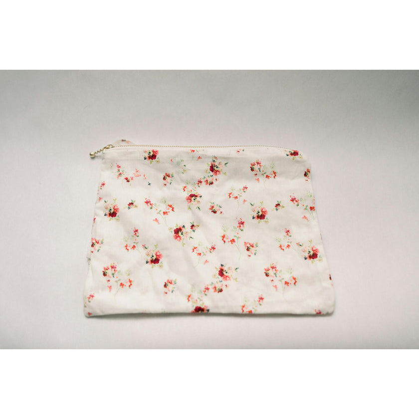 Scarlet Bloom Timeless Floral Ruffle Zipper Pouch