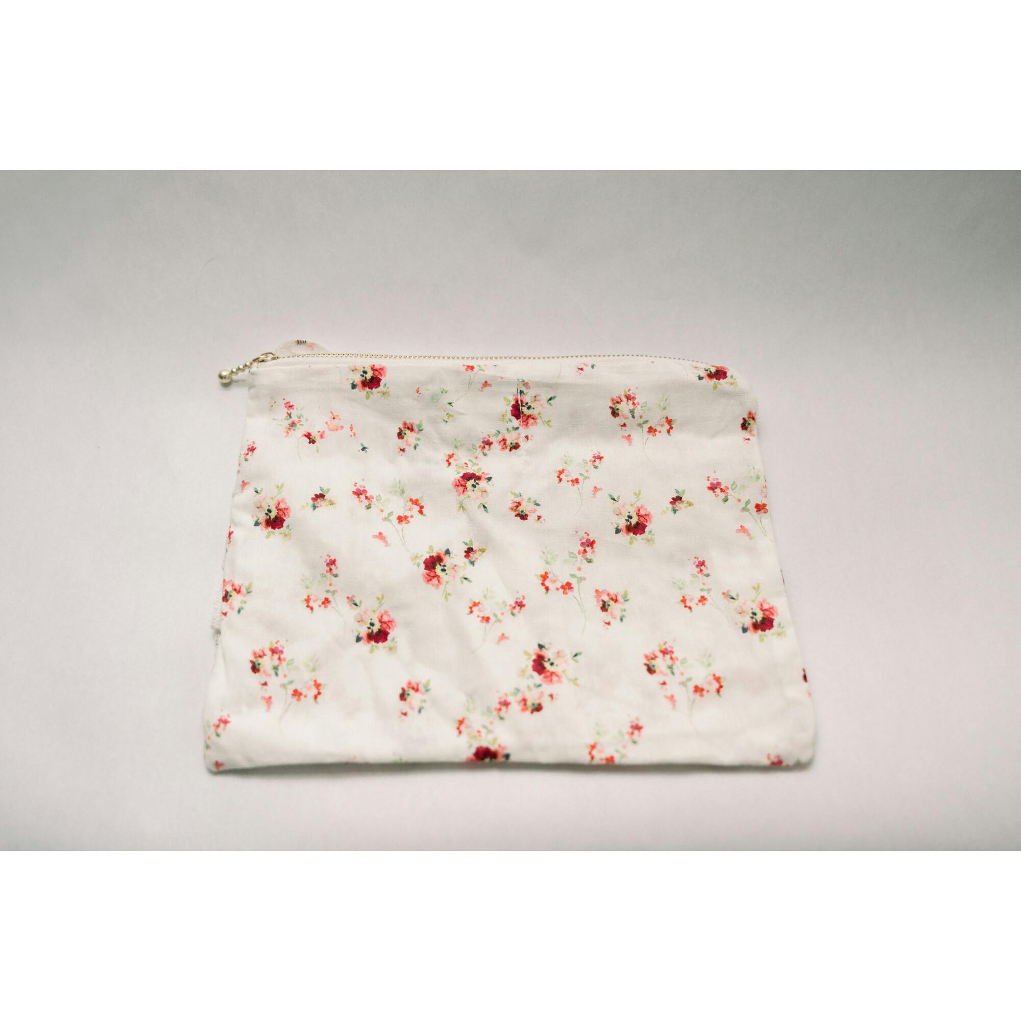 Scarlet Bloom Timeless Floral Ruffle Zipper Pouch