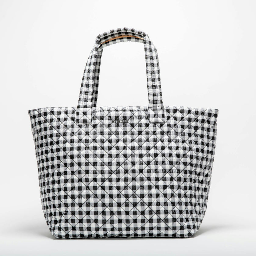 Black/White Gingham Large Metro Tote Deluxe